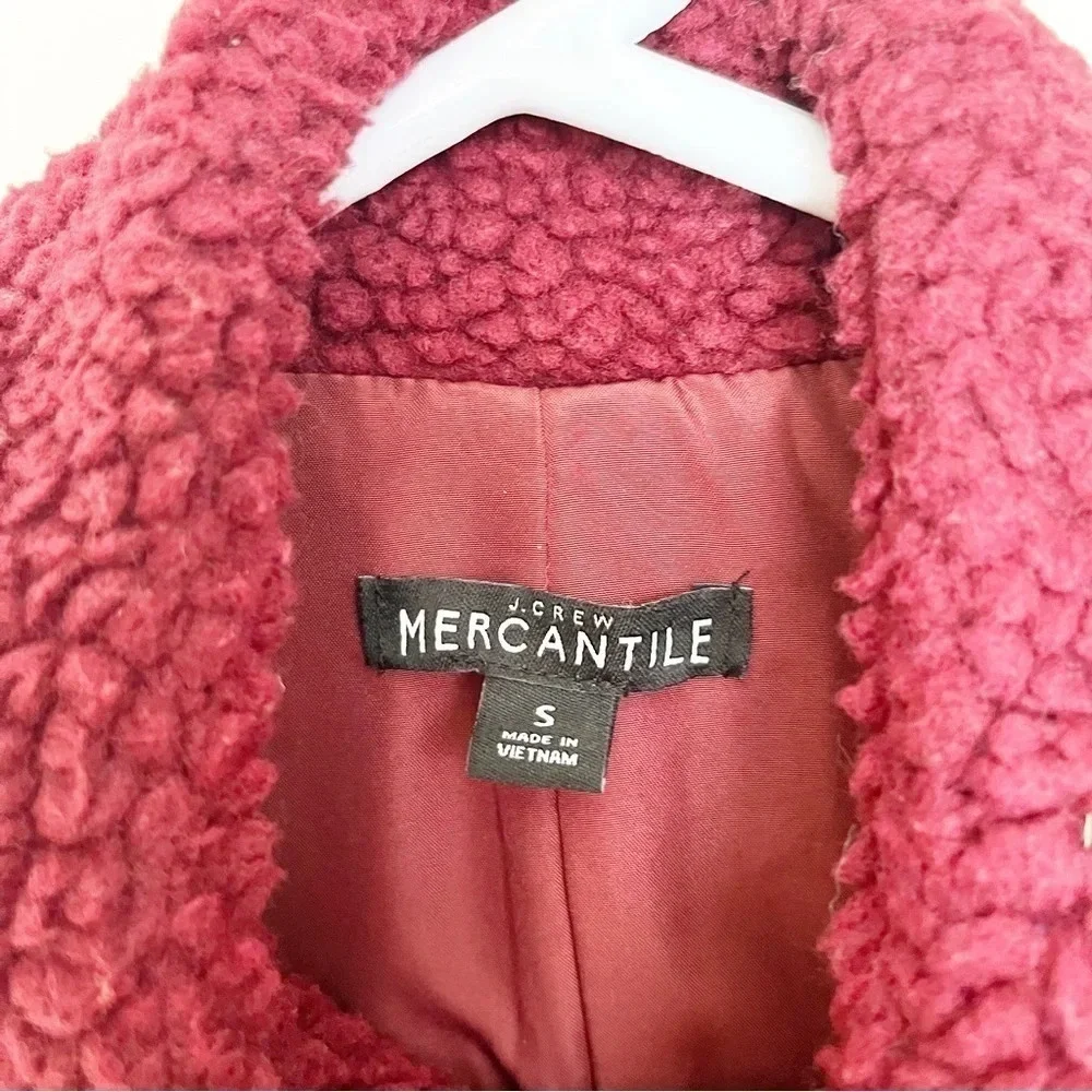 J. Crew Mercantile Cherry Red Fleece Teddy Bear Full Zip Up Vest Size Small